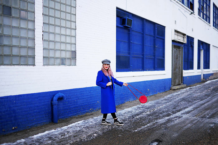Blue Coat Red Bag