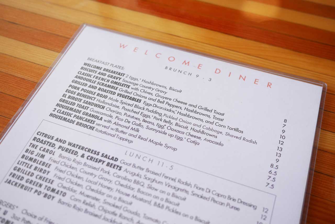 welcome diner tucson menu